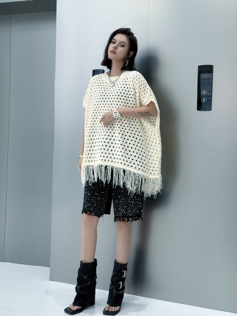 Fringe Knit Oversize Top